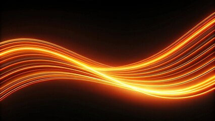 Obraz premium Modern orange light stripe and glowing neon tails silhouette on black background screensaver