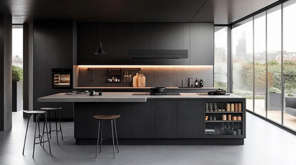 Minimalist Kitchen with Concrete Elements minimalist