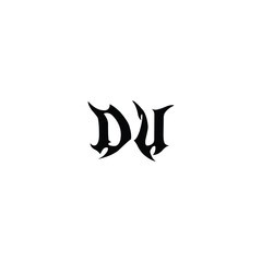 DU monogram logo design letter text name symbol monochrome logotype alphabet character simple logo