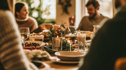 Dinner gathering with friends and delicious food