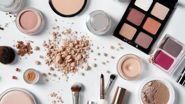 Makeup Products on a White Background
