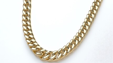 Obraz premium Gold Curb Chain Necklace Isolated on White Background