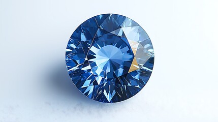 Blue Sapphire Gemstone on White Background