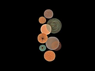 The black background in the image is an illustration of a variety of brown overlapping circles, small and large circles, used as illustrations in various artworks.