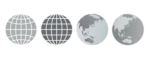 シンプルな地球のアイコンイラストセット　ピクトグラム