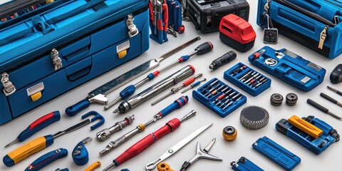Fototapeta premium Appliance repair technicianâ€™s toolkit with essential tools and equipment.