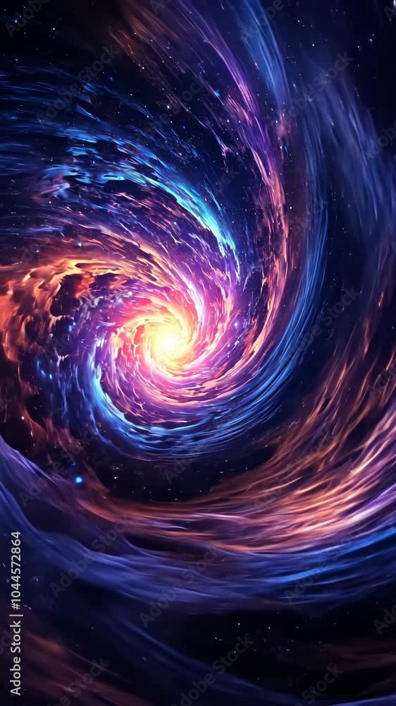 Poster cosmic spiral galaxy with vibrant colors, deep space scene. cosmic exploration and universe concept