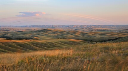 Sound waves radiating across a serene landscape, symbolizing the interconnectedness and harmony of natural and auditory elements.