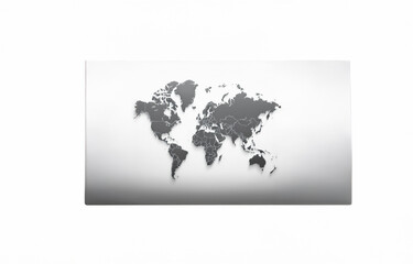 A minimalist, grayscale world map is centered on a plain white background.