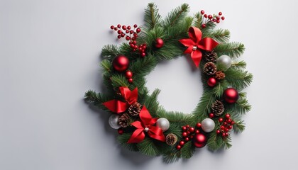 Festive Christmas background with red and gold baubles