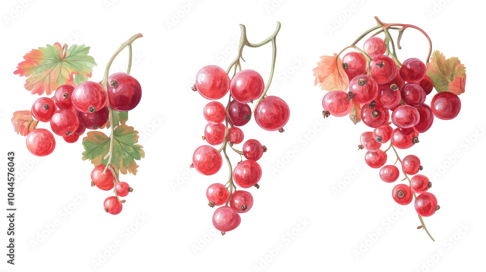 Aufkleber fresh red currants on a transparent background for culinary use generative ai