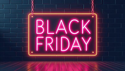 Minimalistic retro color palette with Black Friday neon sign banner.