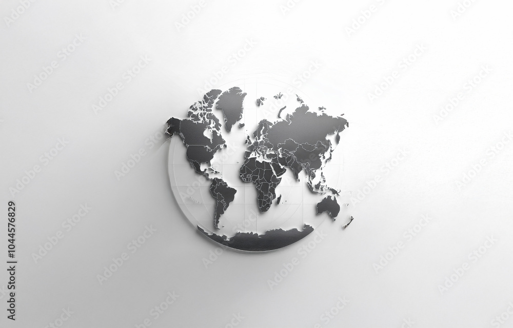 Poster a 3d rendering of the world map with a white background.
