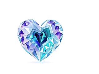 Fototapeta premium diamond heart isolated on white,heart shaped diamond