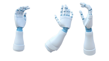 Robot Hands Shown Dynamically on a Clear Backdrop Generative AI