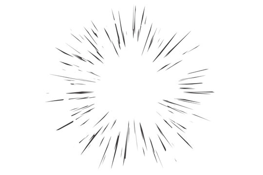 Manga speed lines effect. Comic radial vector superhero background with rays of light. Bomb explosion frame. Abstract roar scream and concentric glow.