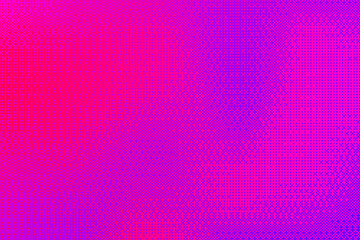 Purple pixel pattern background. Pink bitmap gradient texture. Dotted game retro color gradation. Abstract noisy and grainy halftone wallpaper. Mosaic bright bg