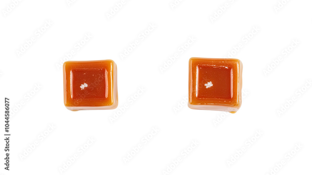 Poster delicious salted caramel cubes isolated on a transparent background generative ai