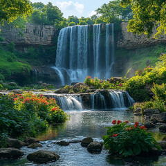 waterfall in the mountains