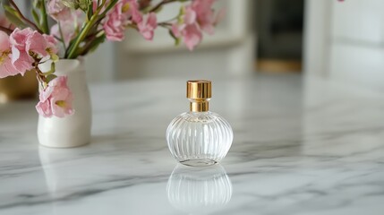 Elegant Glass Perfume Bottle with Gold Cap