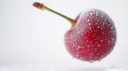 Frozen Berry isolated on white background closeup photo. Fruits in the freezer. Healthy diet red fruits concept design. Food banner with copy space.