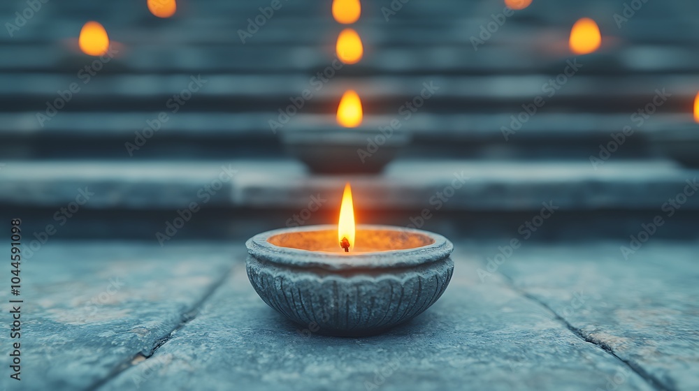 Aufkleber illuminating serenity a tranquil scene of a single flame in a stone setting capturing the essence of