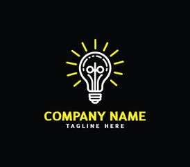 Light bulb logo design. Line bulb logo. Modern bulb logo. Outline bulb logo design template vector