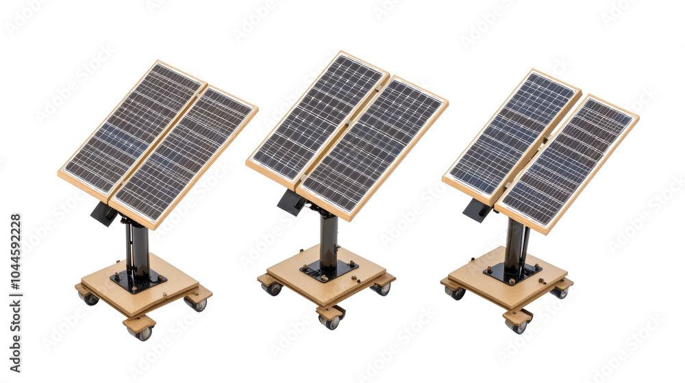 Poster this collection features three solar panels mounted on mobile bases generative ai