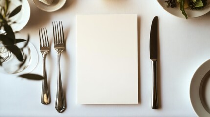 Elegant Table Setting with a Blank Menu