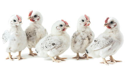Naklejka premium Solitary White Chickens Standing Together on a Transparent Background Generative AI