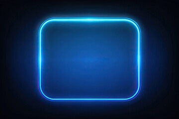 neon blue square frame with rounded edges dimly glowing on dark background