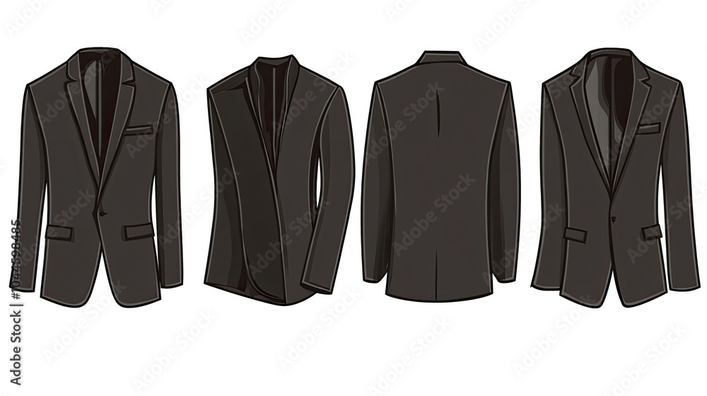 Aufkleber set of elegant suit jackets displayed on a transparent background generative ai