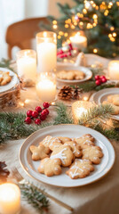 Christmas cookies awaiting family celebrating on festive table