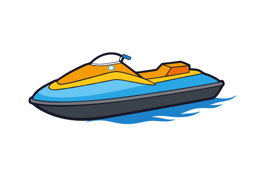 colorful jet ski on water, cartoon style clip art preview