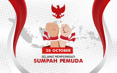 Selamat memperingati sumpah pemuda 28 October 2024 background. Translation: Happy Indonesian youth plegde day 28th october 2024. Sumpah pemuda vector illustration, banner, background, poster. 