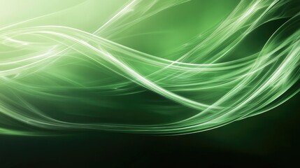 Ethereal Green Abstract Background with Light Waves
