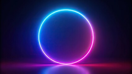 Silhouette minimalist neon circle with a luminous halo effect