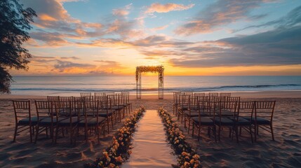 Fototapeta premium Beach Wedding Ceremony at Sunset