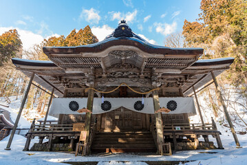 冬の戸隠神社宝光社社殿　長野県長野市戸隠