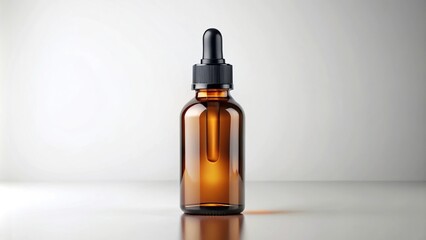 Silhouette mockup of an amber dropper bottle on a light background
