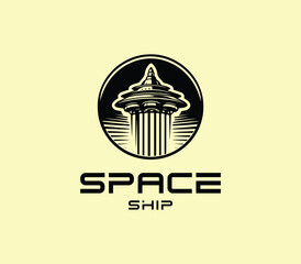 Futuristic spaceship logo design. Creative spaceship modern world creative Logo template vector