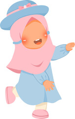 Playful cute little girl vector illustration