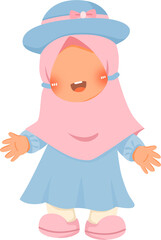 Playful cute little girl vector illustration