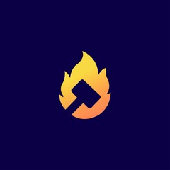 Hammer fire vector logo template design