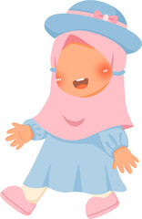 Playful cute little girl vector illustration