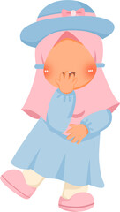 Playful cute little girl vector illustration