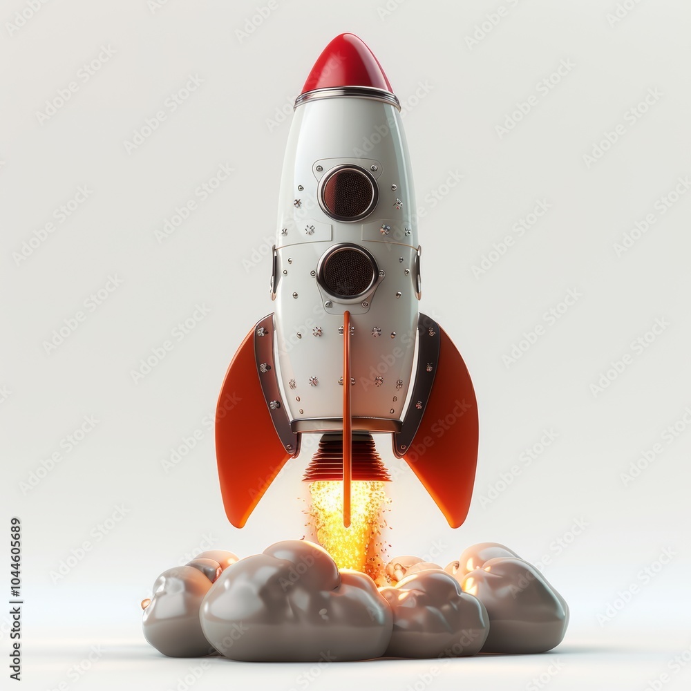 Poster 3d rocket icon render in center of image