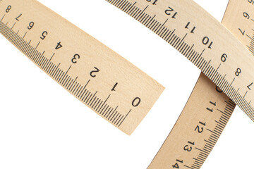 Wooden measuring ruler isolated	