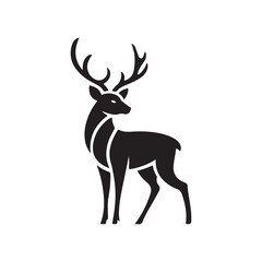 Obraz premium Deer logo line icons. Wild reindeer outdoor brand label. Elk antlers sign. Wildlife stag symbol.