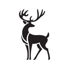 Obraz premium Deer logo line icons. Wild reindeer outdoor brand label. Elk antlers sign. Wildlife stag symbol.